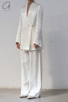 mame kurogouchi viscose linen high waist pants MM22SS PT036 white